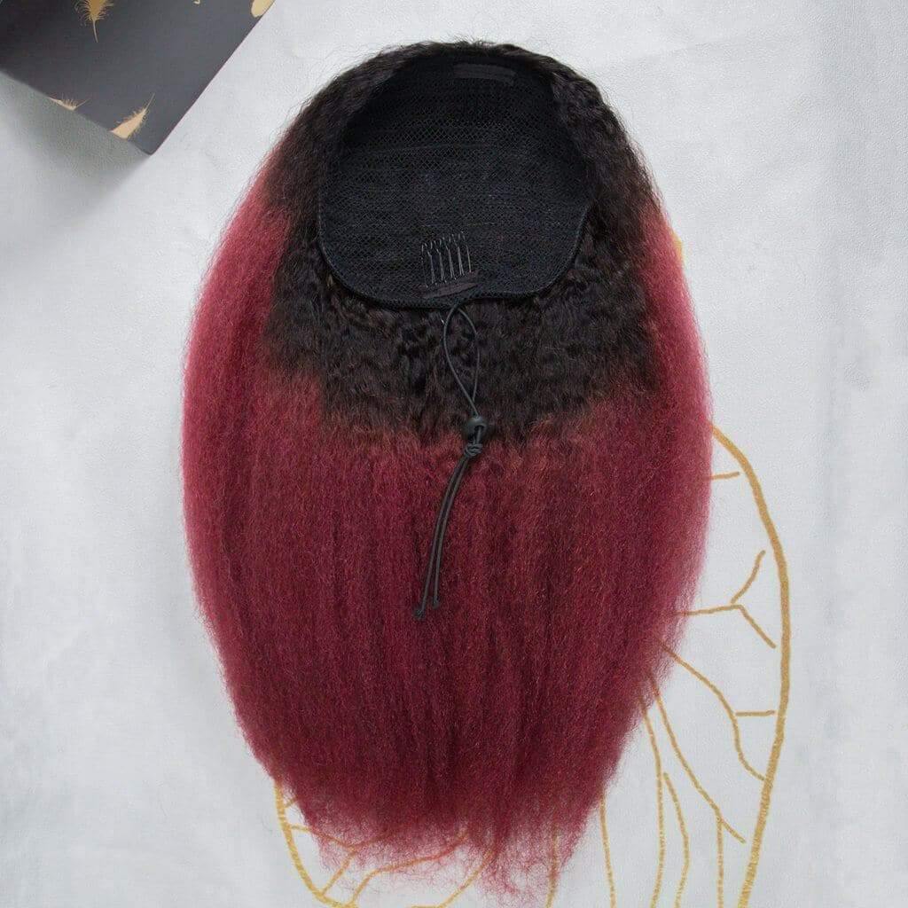 Ygwigs kinky straight mix 99J ponytail-2