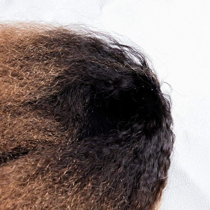 Ygwigs kinky straight mix brown ponytail