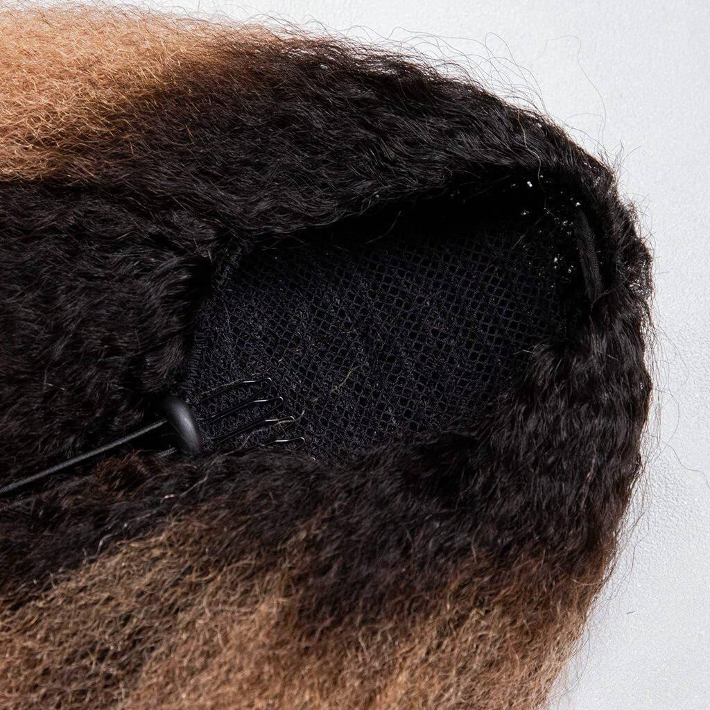 Ygwigs kinky straight mix brown ponytail-5