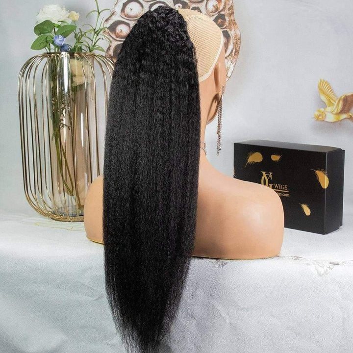 Ygwigs kinky straight natural color ponytail