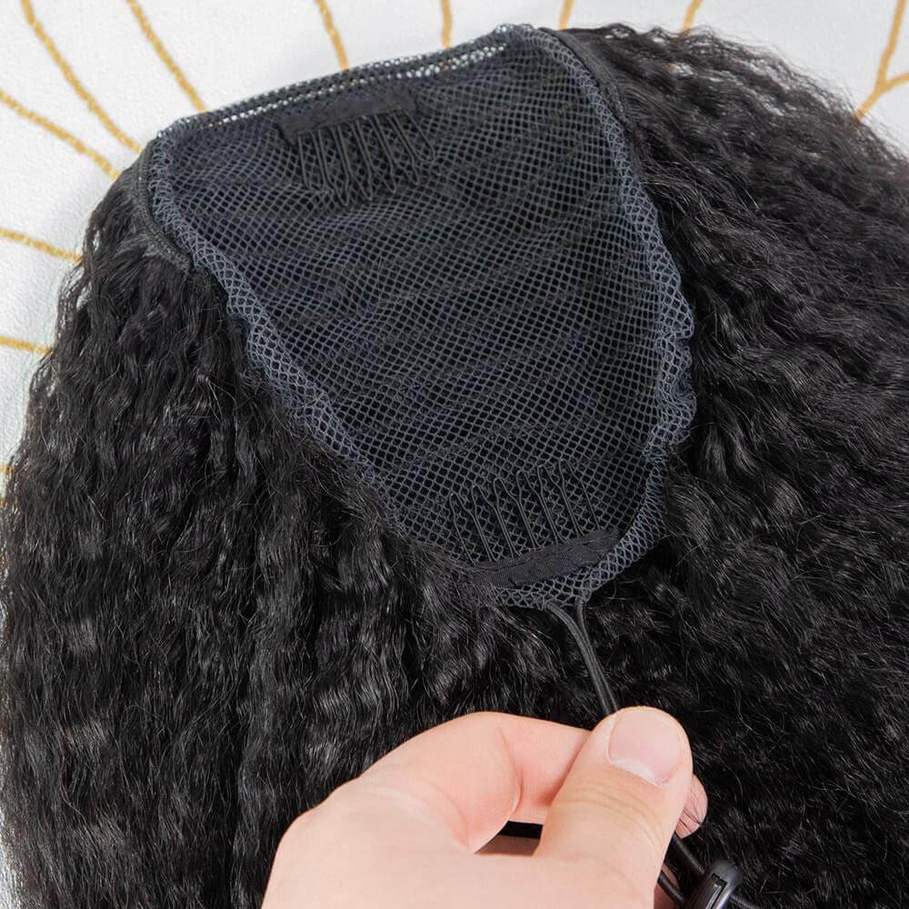 Ygwigs kinky straight natural color ponytail-3