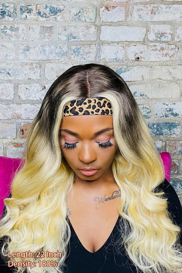 Lace Headband Wig 613 Dark Roots Body Wave-LH15