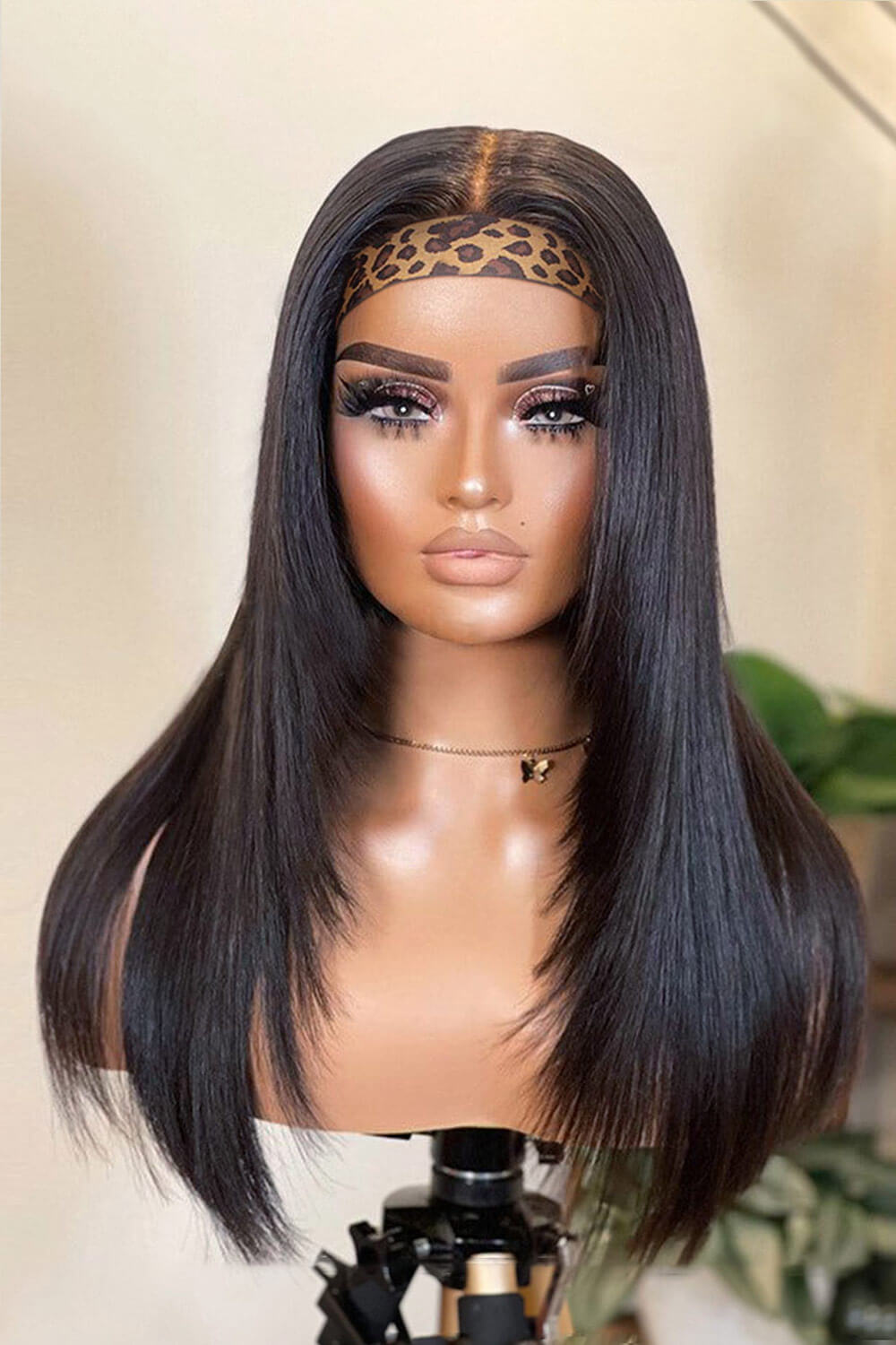 lace headband wig black bone long straight human hair