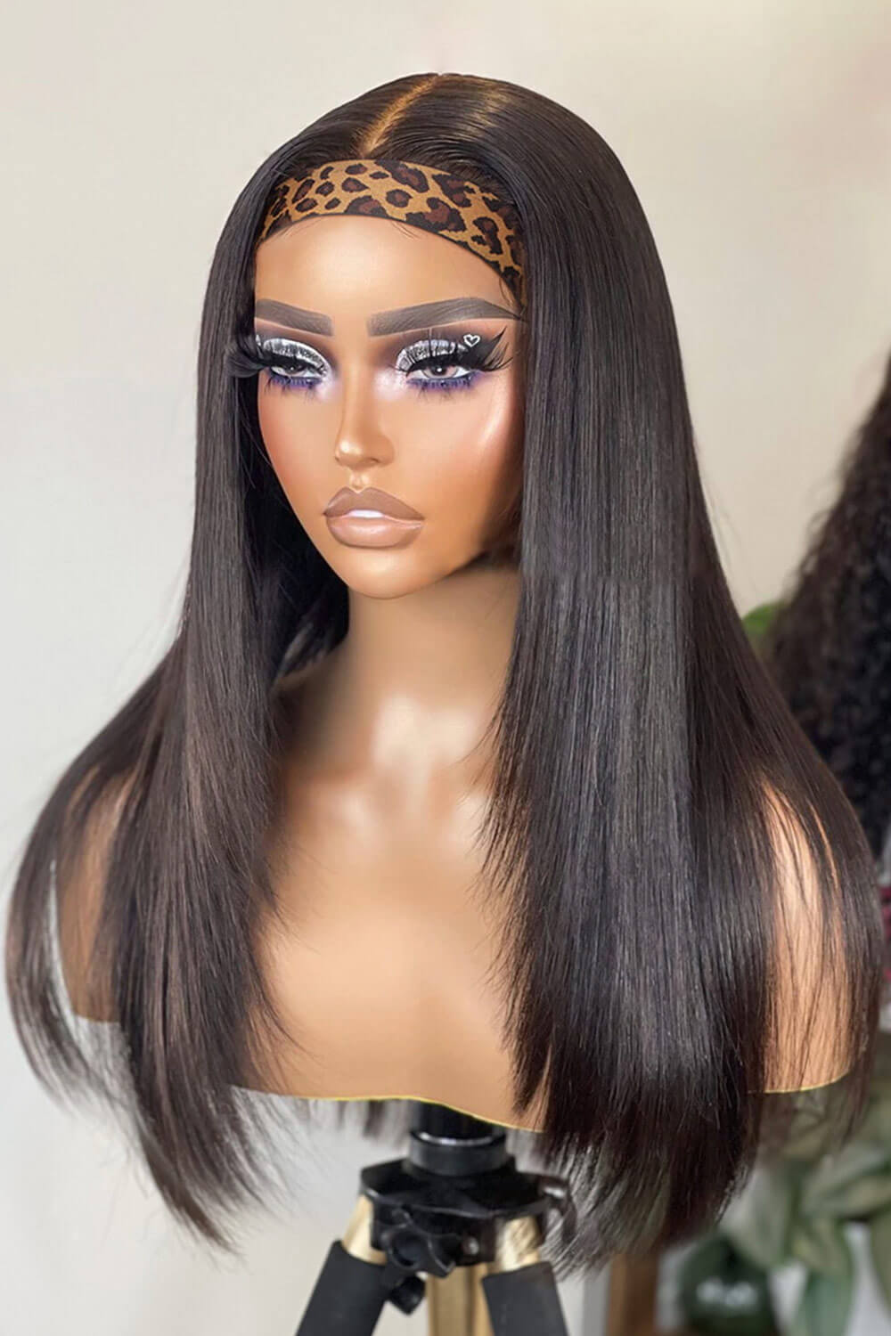 lace headband wig black bone long straight human hair-2