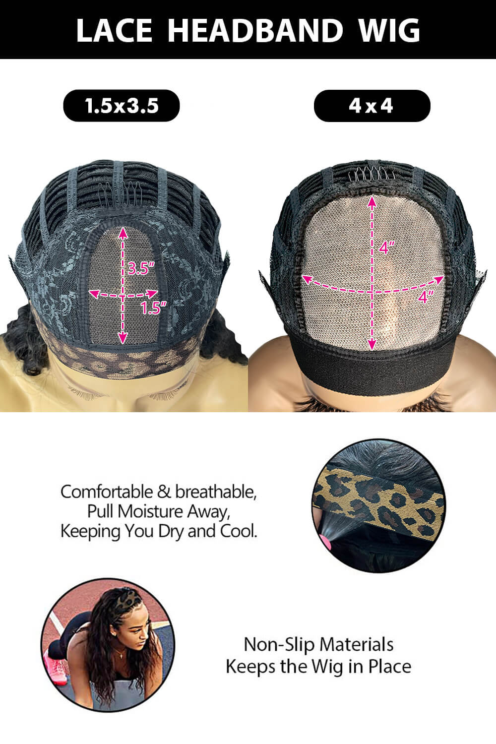 Peluca con diadema de encaje pelo liso-LH04