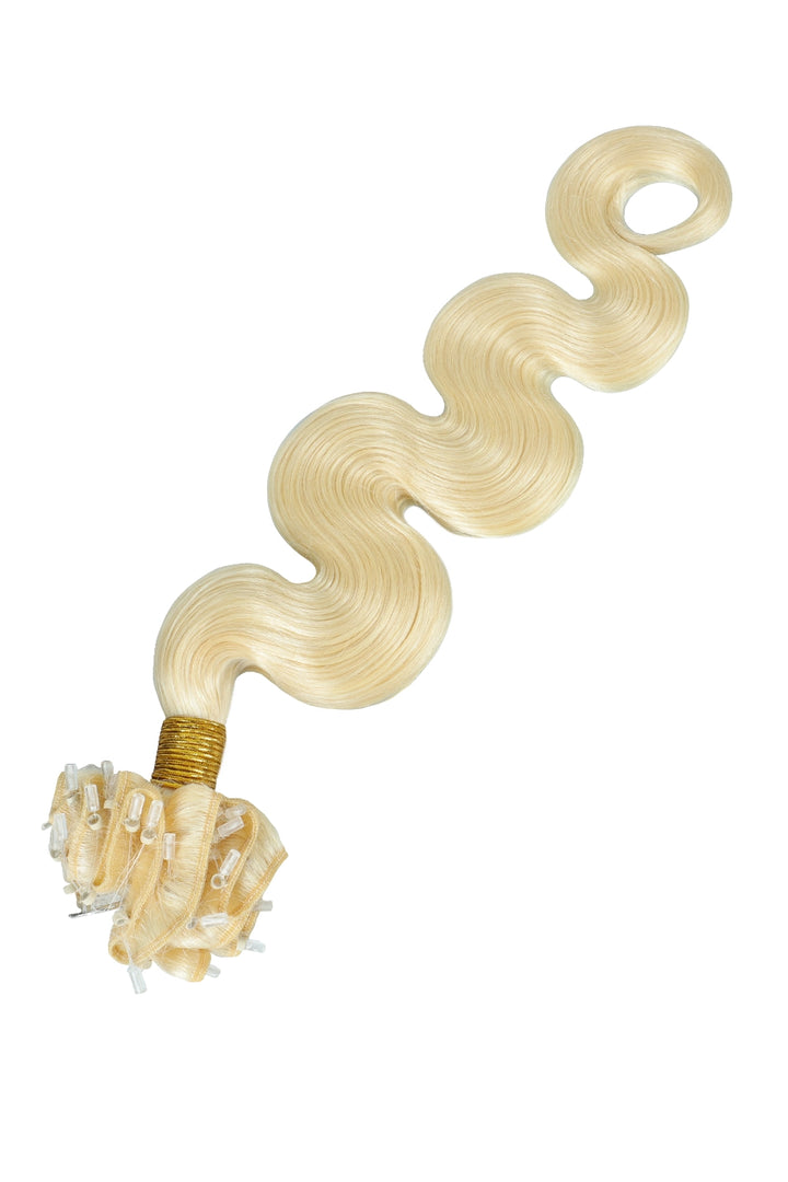 Cheveux blonds de Vierge de vague de corps des prolongements 613 de cheveux de trame de boucle micro