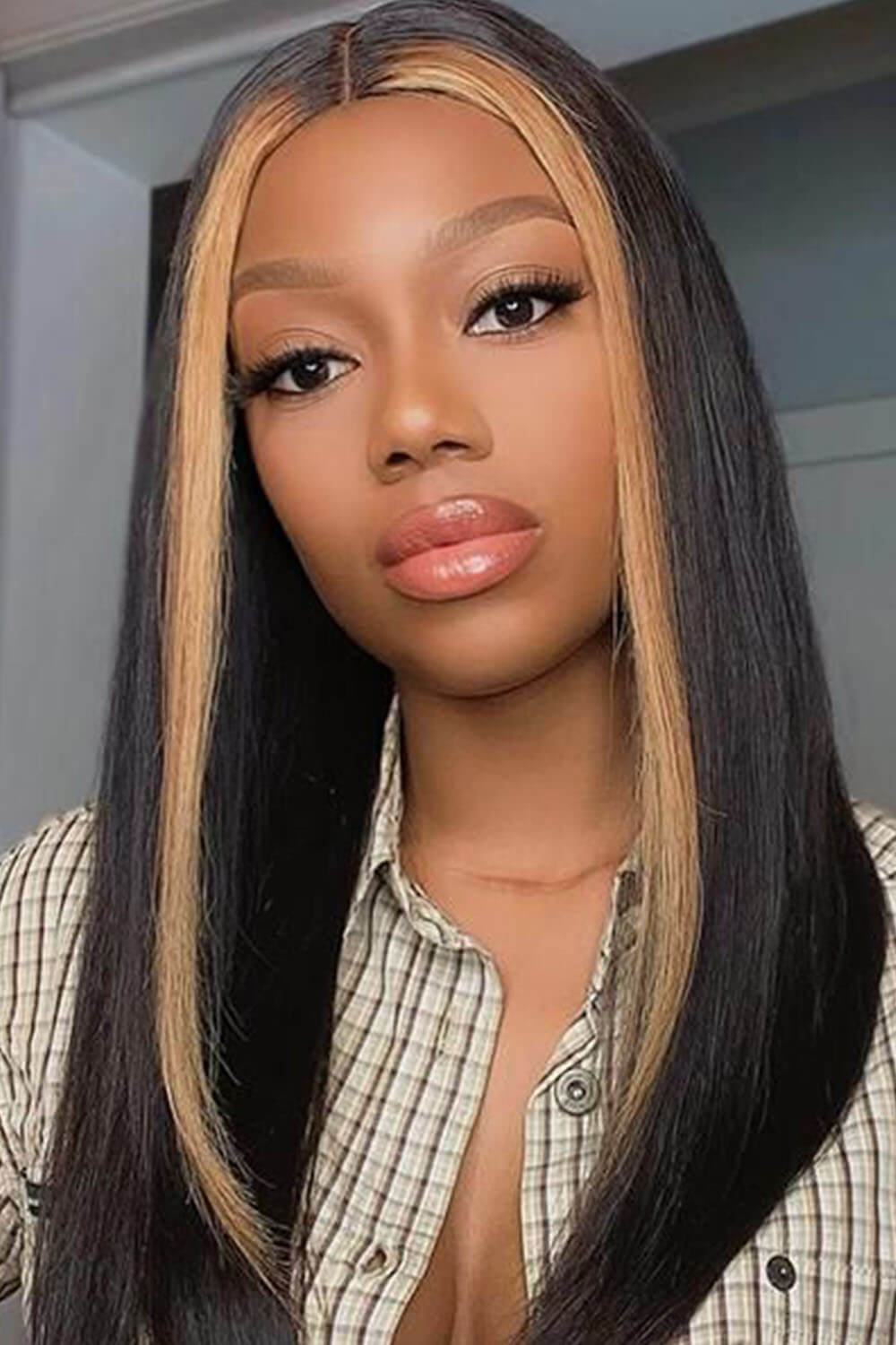 t-part-lace-wig-straight-blonde-highlights-skunk-stripe-hair-1