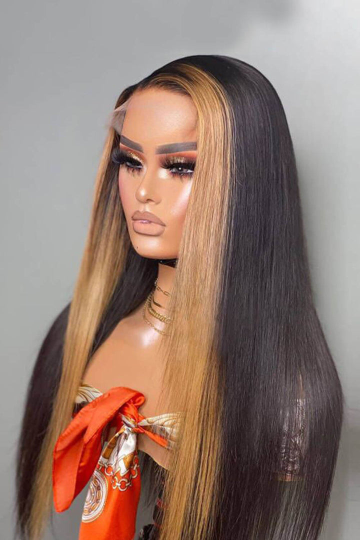 t-part-lace-wig-straight-blonde-highlights-skunk-stripe-hair-3