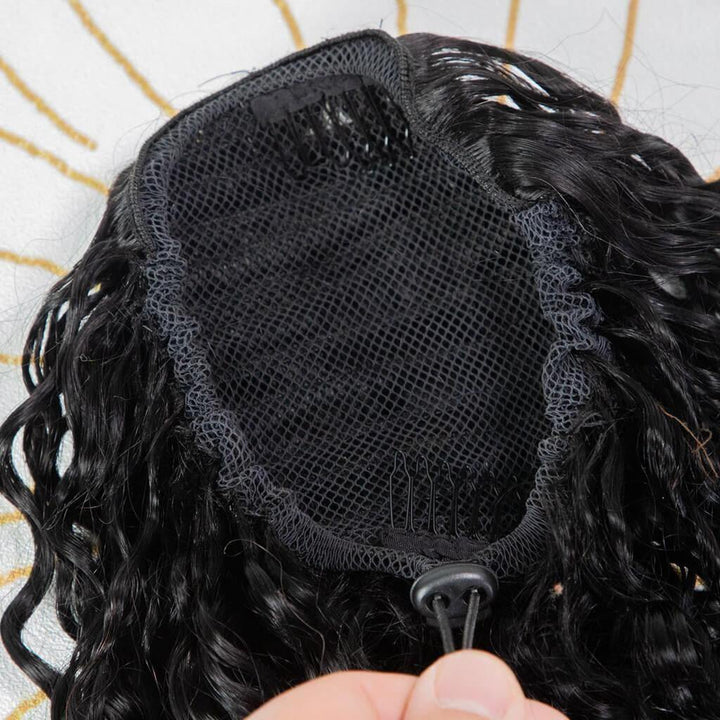 Ygwigs natural color water wave ponytail-9