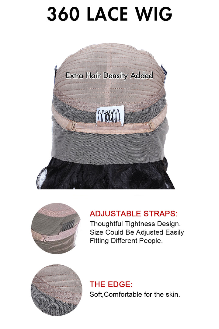 Perruques droites en dentelle 360 avec frange 3602