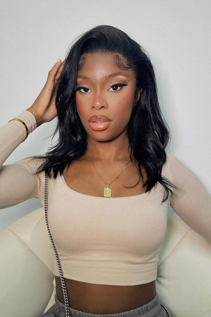 Shoulder Length Long 14 inch Bob 13x6 HD Glueless Lace Front Wig