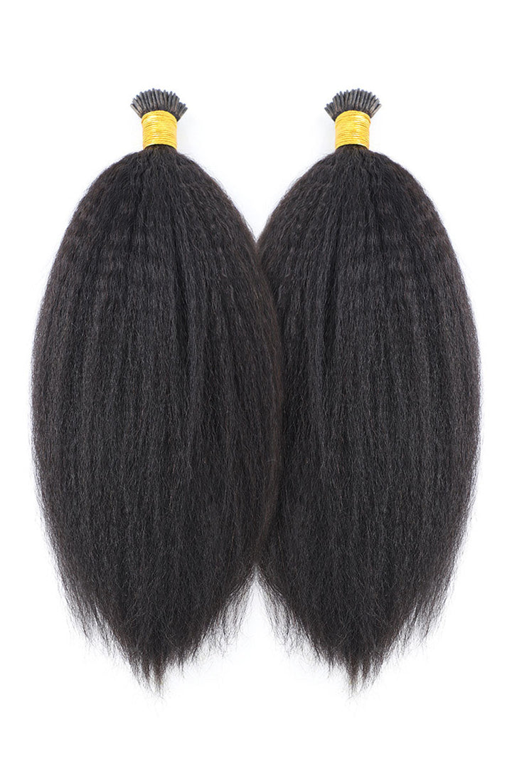 I Tip Black Hair Kinky Straight Remy Human Hair Extensions