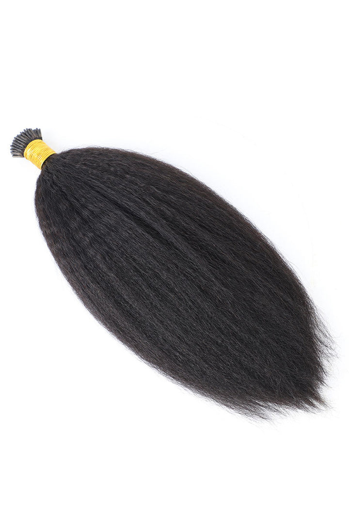 I Tip Black Hair Kinky Straight Remy Human Hair Extensions