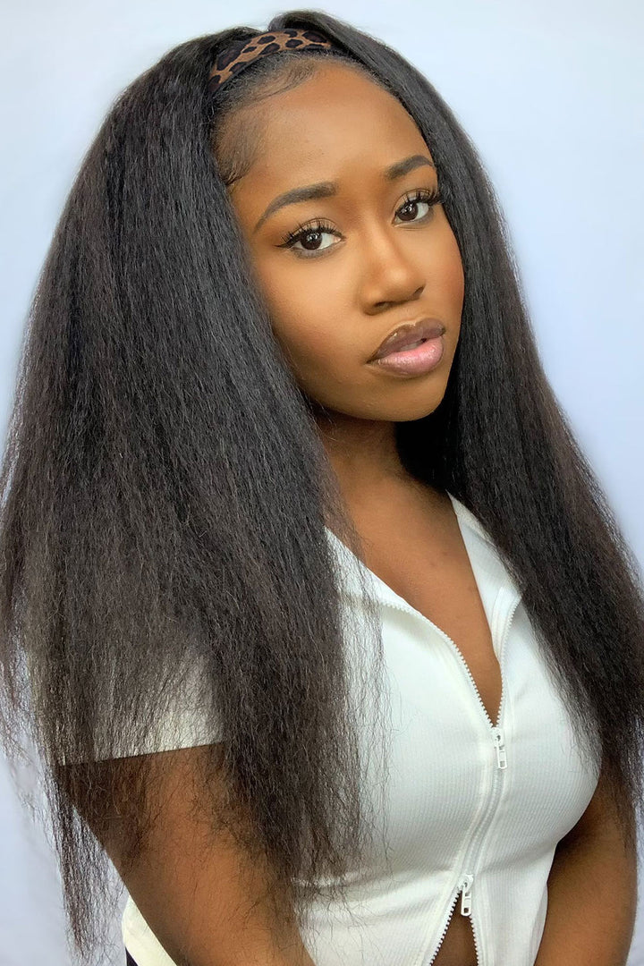 Perruque bandeau en dentelle Kinky Straight-LH06