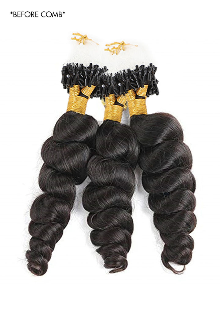 Micro Loop Human Hair Loose Wave Extensions For Black Hair