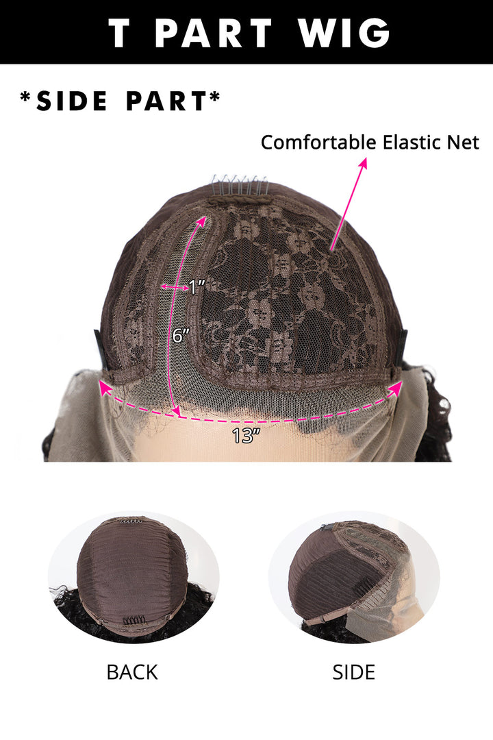 T Part Lace Wig Highlight Curly Bob-PB38