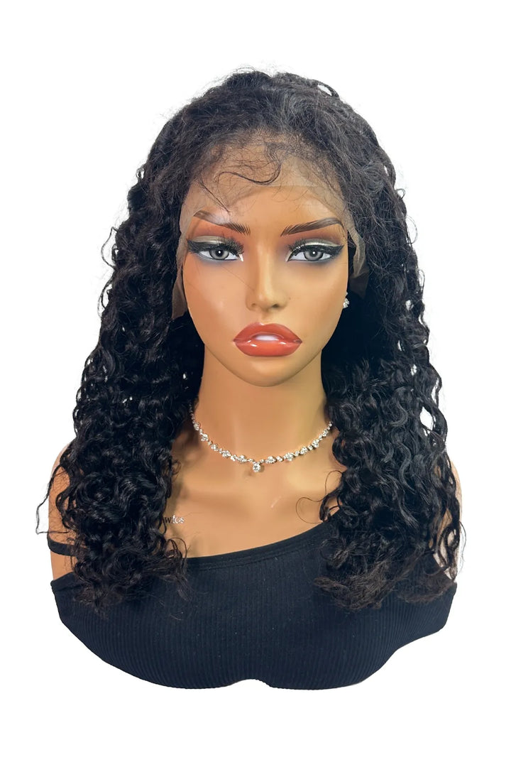 Ygwigs 13x4 Full Lace Frontal Water Wave Wigs 18 Inch #1B Color
