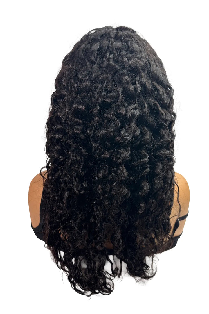 Ygwigs 13x4 Full Lace Frontal Water Wave Wigs 18 Inch #1B Color