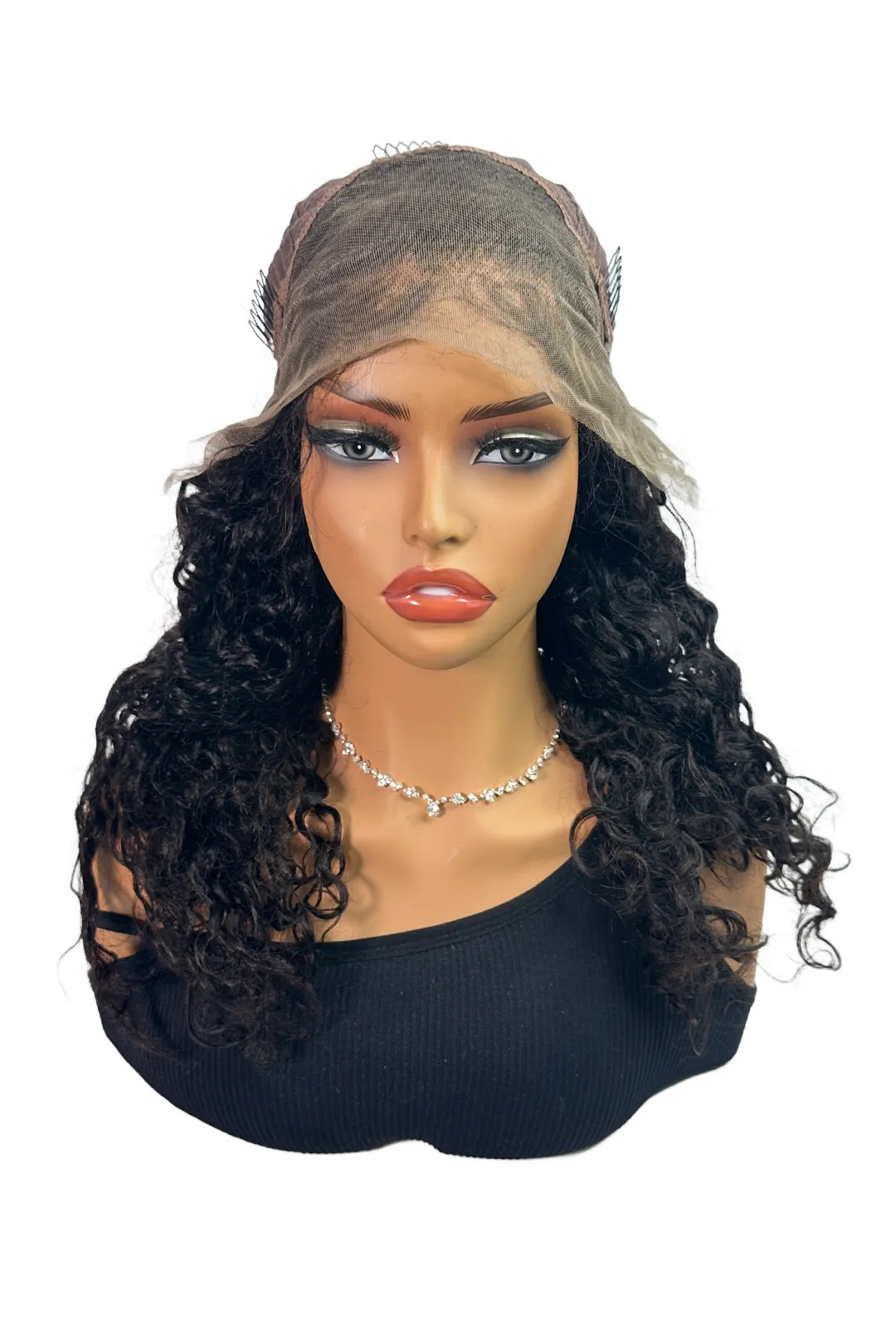 Ygwigs 13x4 Full Lace Frontal Water Wave Wigs 18 Inch #1B Color