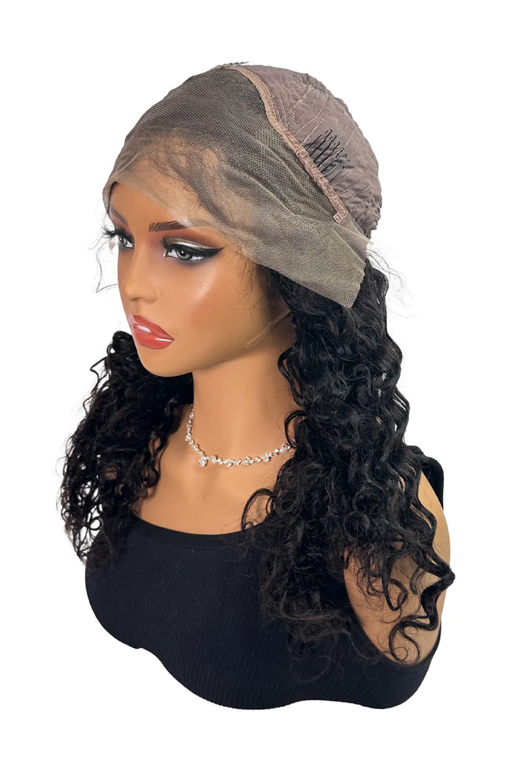 Ygwigs 13x4 Full Lace Frontal Water Wave Wigs 18 Inch #1B Color