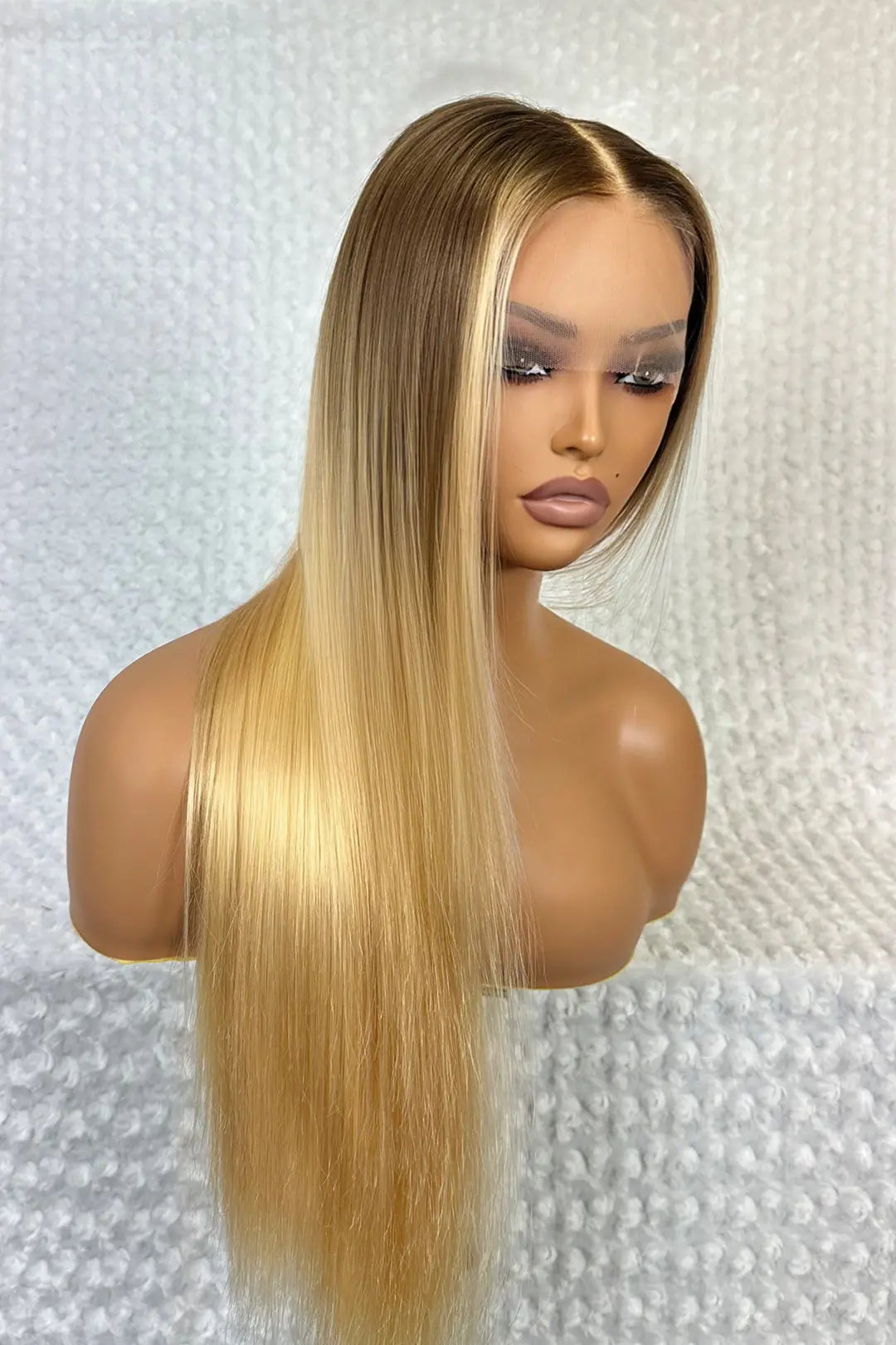 Glueless HD Lace Golden Blonde With Light Brown Roots Wigs