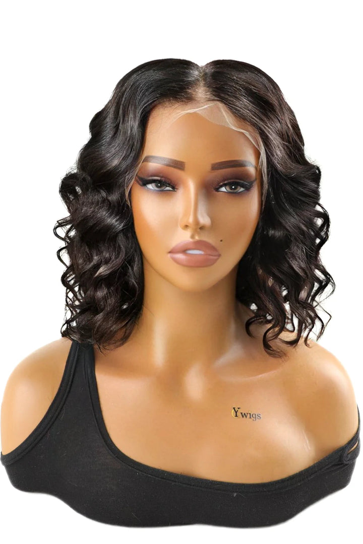 13x6 Natural Color Body Wave Lace Front Wigs 12-14 inch Bob