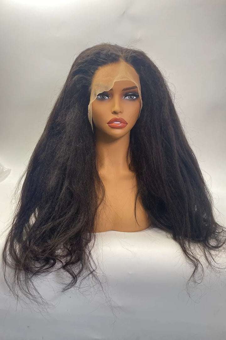 13x6 Lace Frontal Kinky Straight Wigs 22 Inch Natural Color