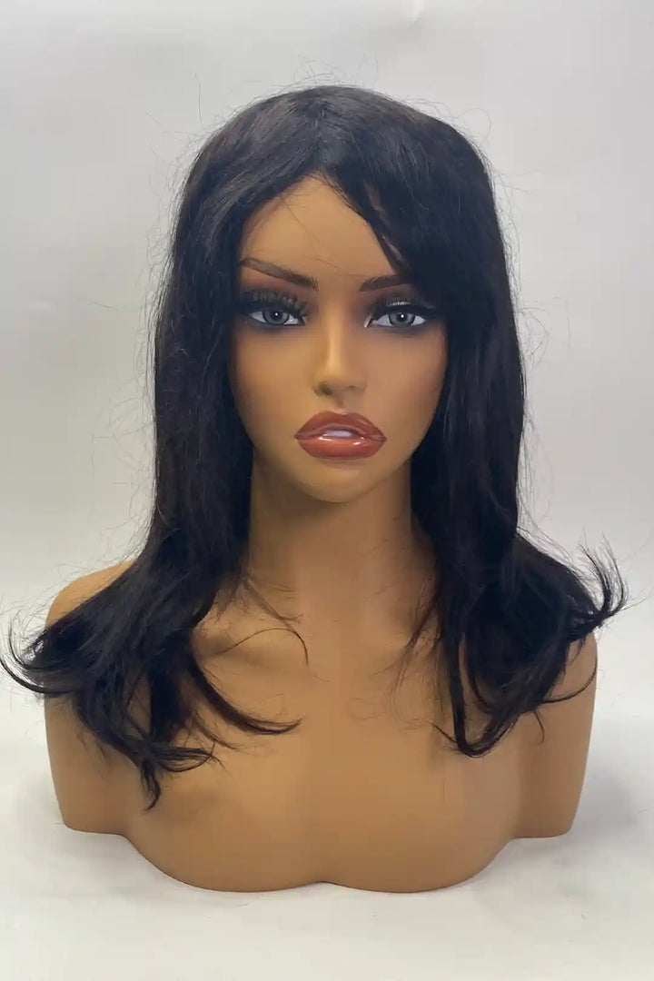 Non Lace Scalp Top Straight Wig 14 Inch Natural Color