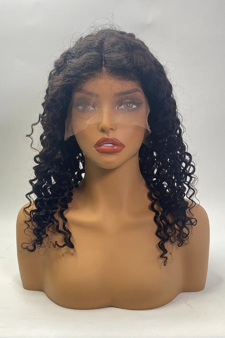 13x1x6 T-part Curly Lace Wig 16 Inch Natural Color