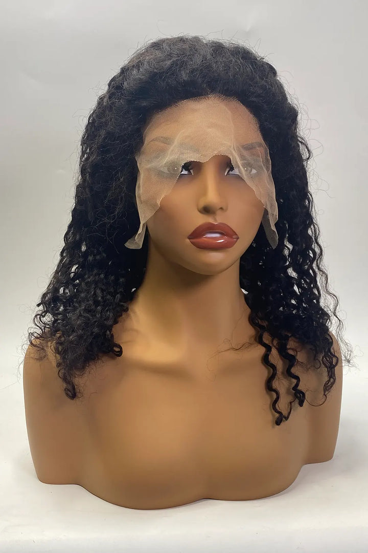13x4 Lace Frontal Curly Wig 18 Inch Natural Color