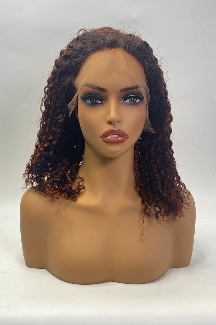 13x1x6 T-part Lace Wig 14 Inch Red Bleach Color