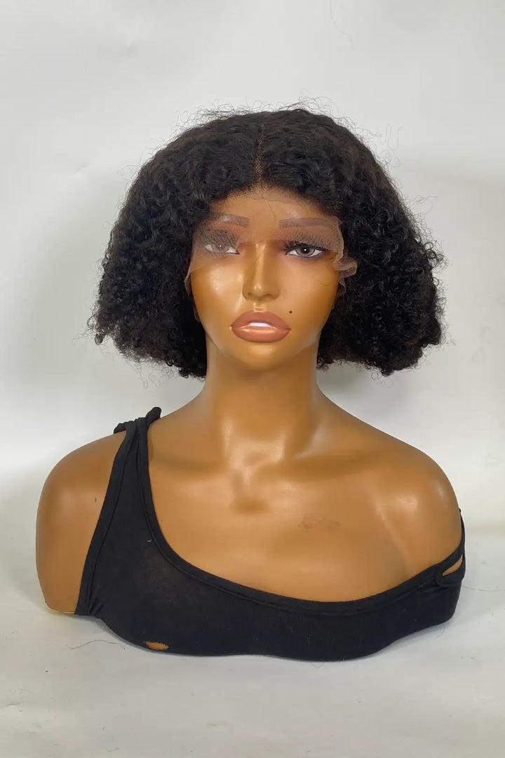 Perruque afro crépue bouclée avec dentelle frontale 13x4, couleur naturelle, 40 cm