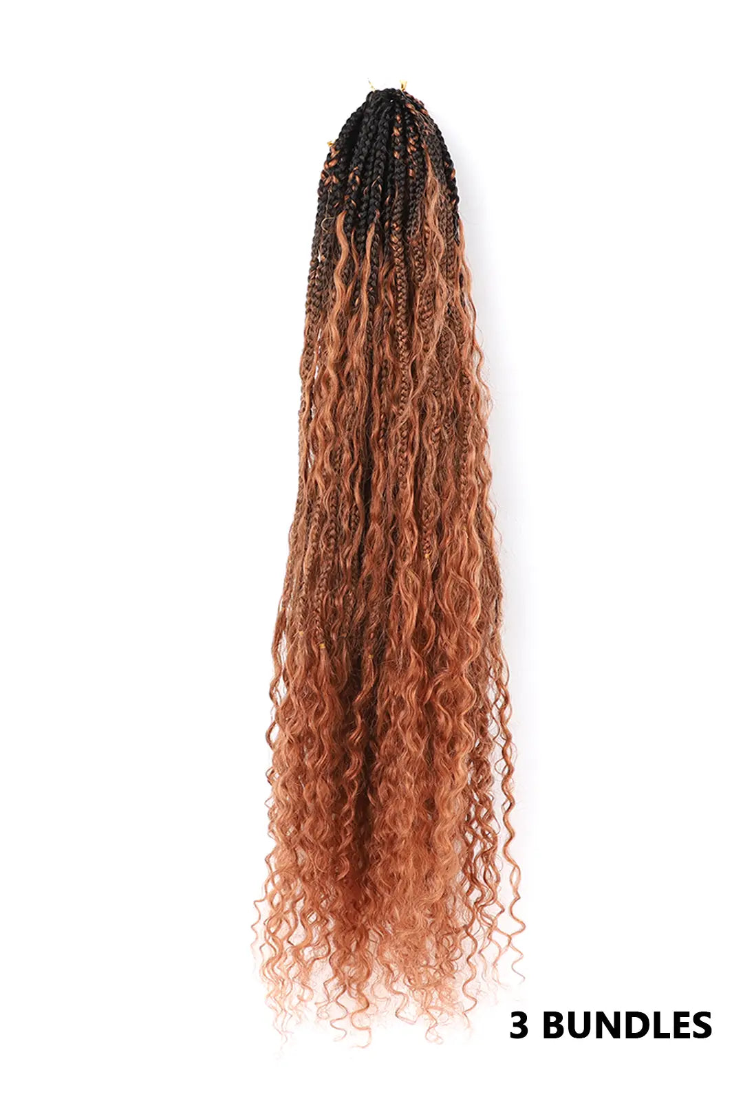 #1B/30 Two-tone Color Boho Crochet Braids with Human Hair Curls 3