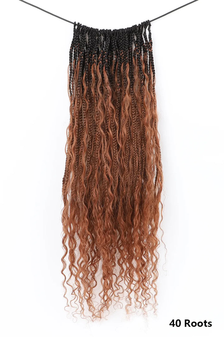 #1B/30 Two-tone Color Boho Crochet Braids with Human Hair Curls 40 roots