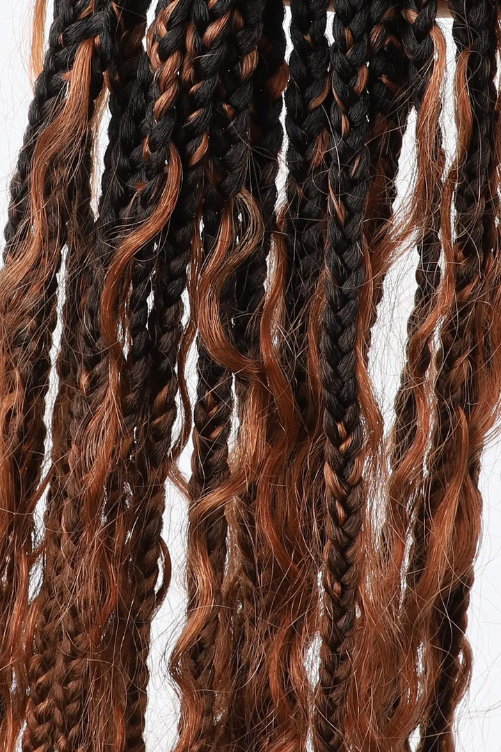 #1B/30 Two-tone Color Boho Crochet Braids with Human Hair Curls 1