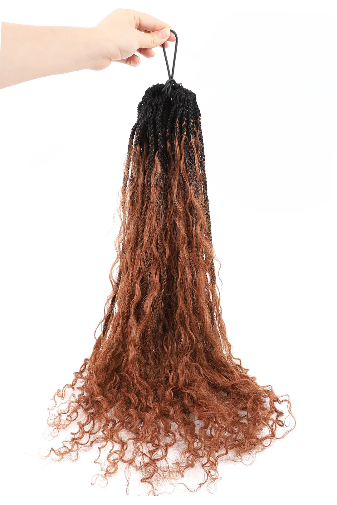 #1B/30 Two-tone Color Boho Crochet Braids with Human Hair Curls 60s