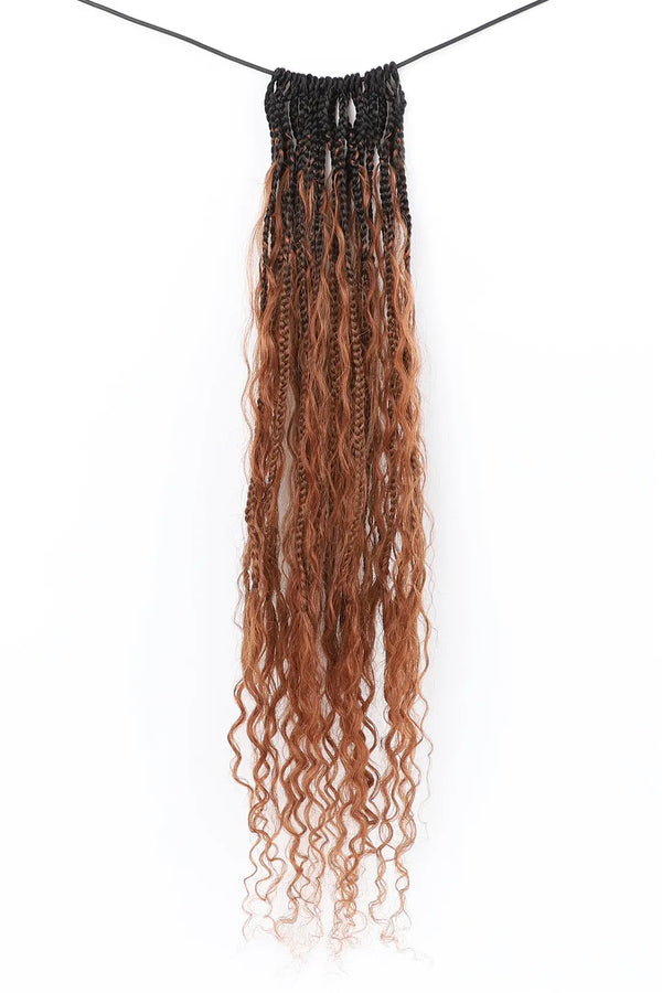 #1B/30 Two-tone Color Boho Crochet Braids with Human Hair Curls BB08