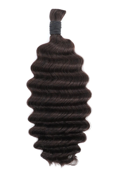 #2 Dark Brown Color Deep Wave Bulk Braiding Hair Extensions BU13