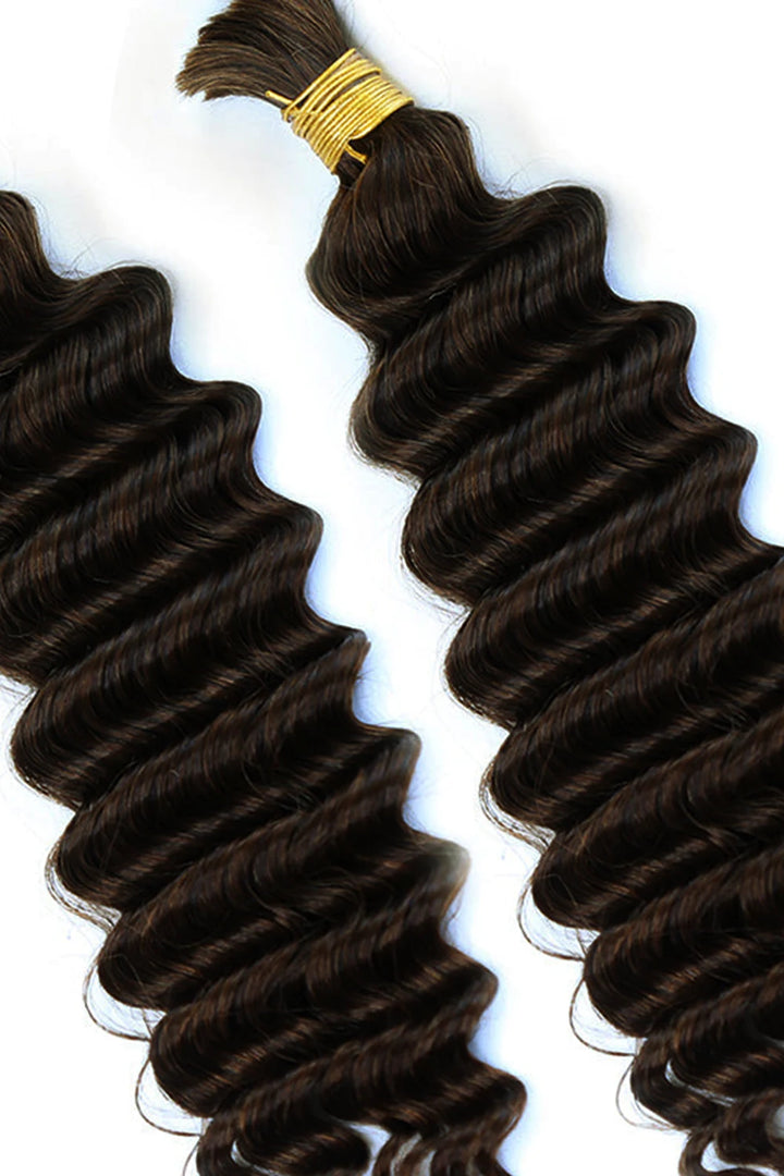 #2 Dark Brown Color Deep Wave Bulk Hair Extensions For Braiding 