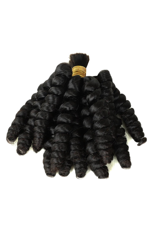 Cheveux humains bouclés torsadés en vrac pour tressage noir naturel BU26