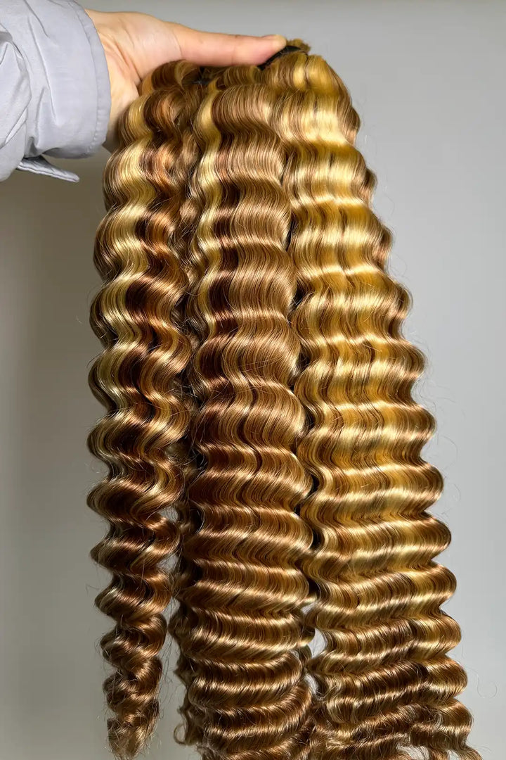 Cabello ondulado profundo en color piano n.° 27/30/613 para trenzar BU56