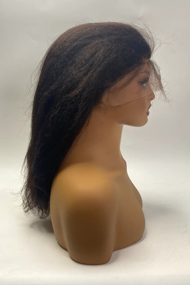 13x1x4 T-part Kinky Straight Lace Wig 14 Inch Natural Color
