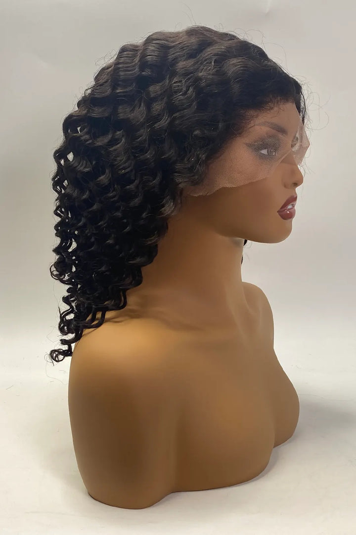 13x1x6 T-part Deep Wave Lace Wig 16 Inch Natural Color