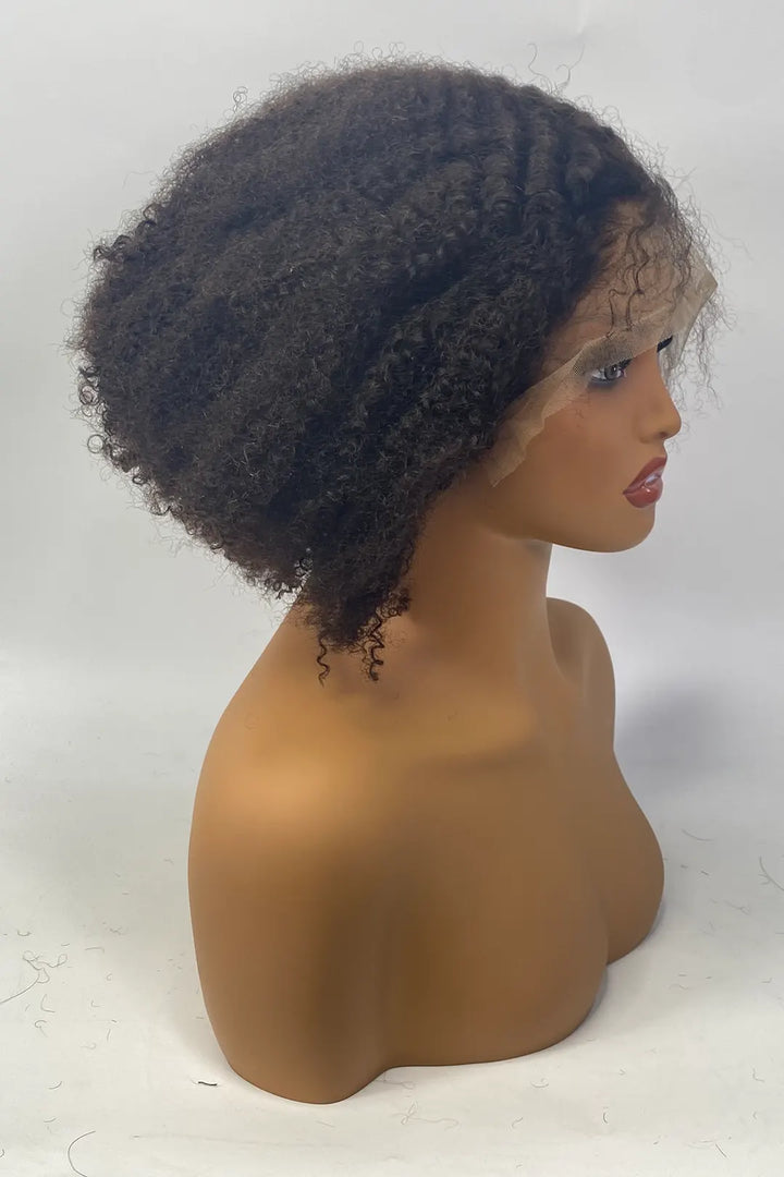 13x4 Full Lace Frontal Afro Curly 12 Inch Bob Natural Color