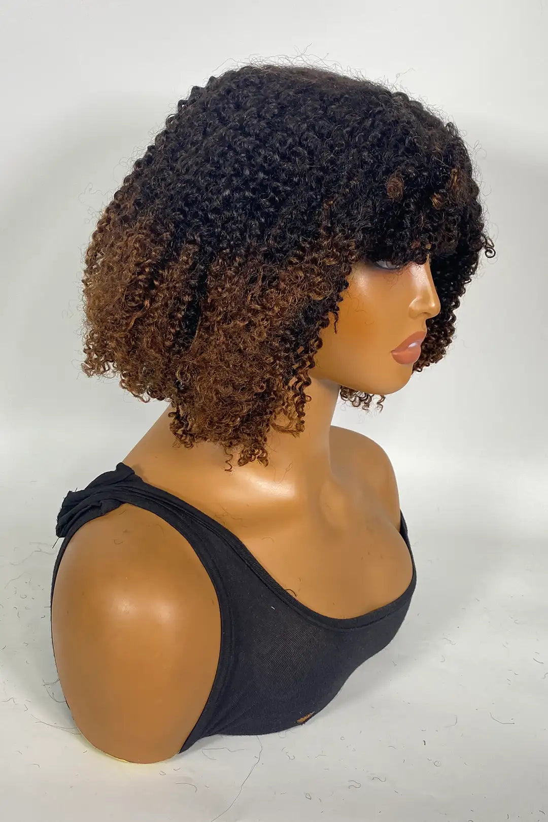 Peluca afro rizada sin encaje, 16 pulgadas, color 1B/#4