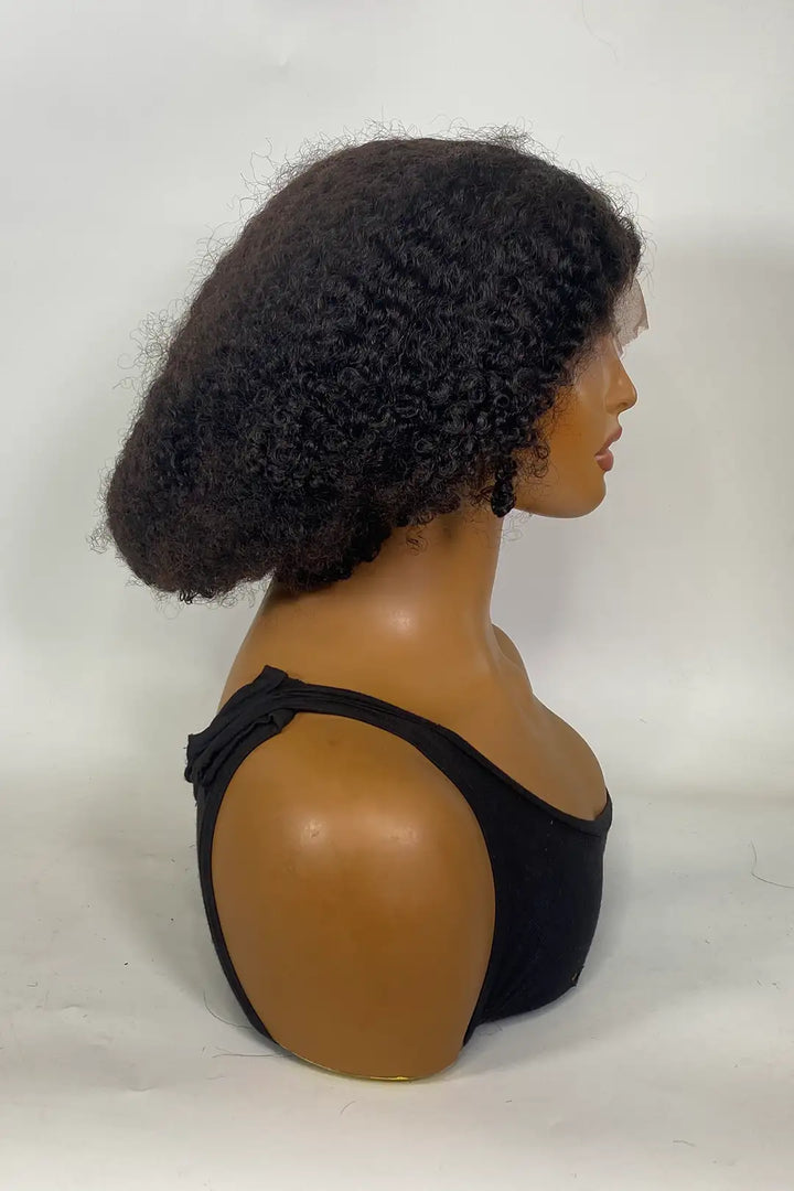Perruque afro crépue bouclée avec dentelle frontale 13x4, couleur naturelle, 40 cm
