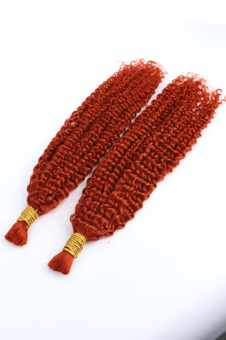 350# Ginger Kinky Curly Bulk Human Hair For Braiding BU16 1