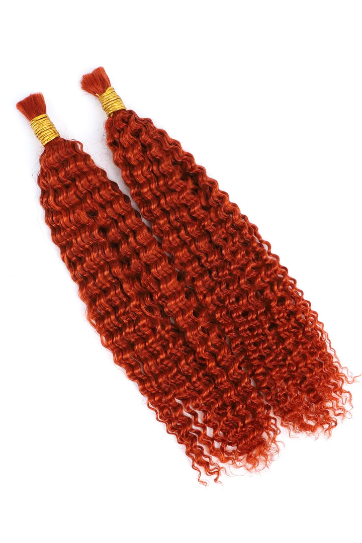 350# Ginger Kinky Curly Bulk Human Hair For Braiding BU16 2