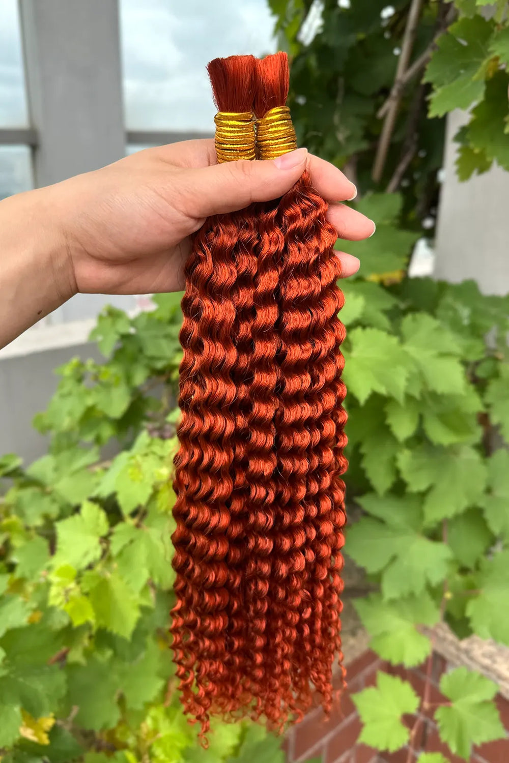 350# Ginger Kinky Curly Bulk Human Hair For Braiding BU16 4