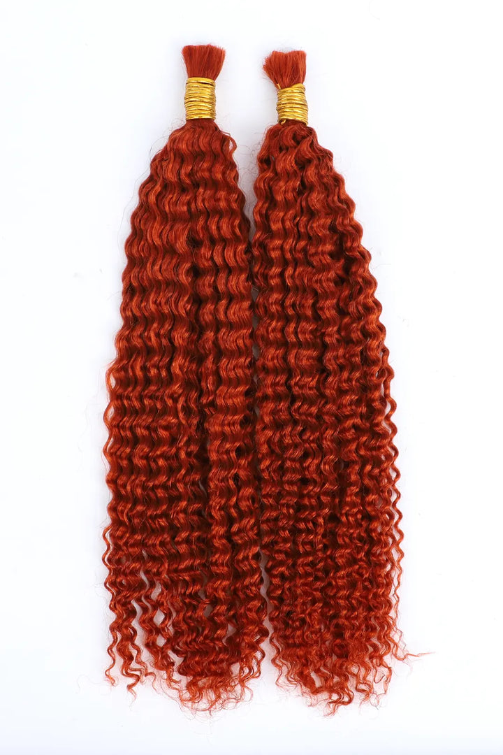 350# Ginger Kinky Curly Bulk Human Hair For Braiding BU16